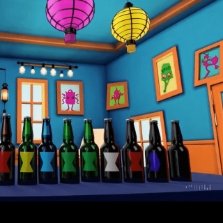 A row of beer bottles